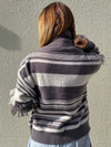 Half-Zip Striped Turtleneck Knit