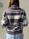 Half-Zip Striped Turtleneck Knit