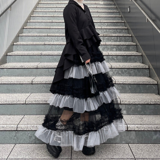Bicolor Frill Tulle Skirt