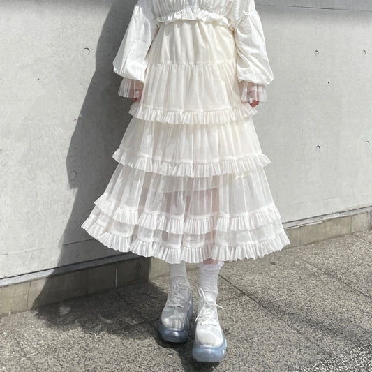 Frilled Tiered Tulle Skirt