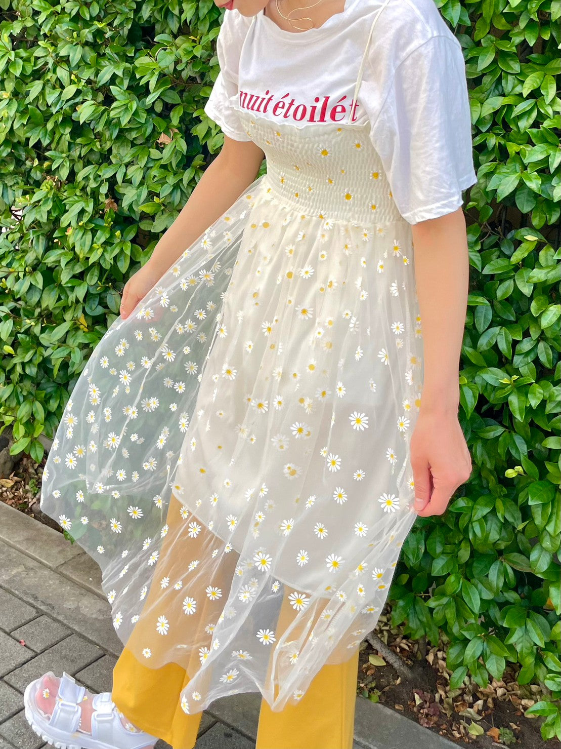 ドットチュールカラーワンピース ピンク HONEYMEW ♡ドット
