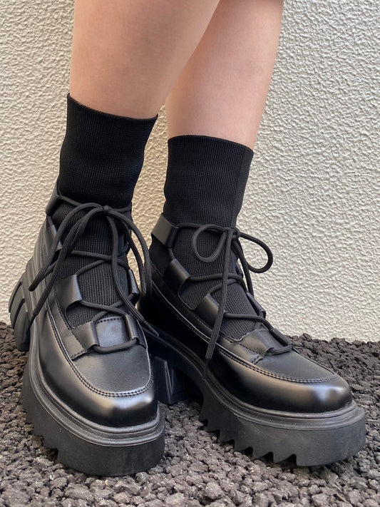 Sock-Style Lace-Up Boots