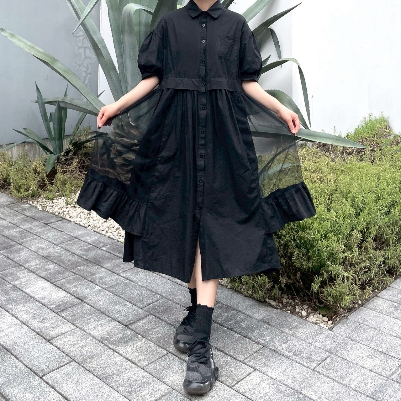 YOPPY & NAOMI 10（ten)ターコイズパフスリーブシャツ【美品】 ギャビーズドールハウス】【ソフトコットン】パフスリーブ