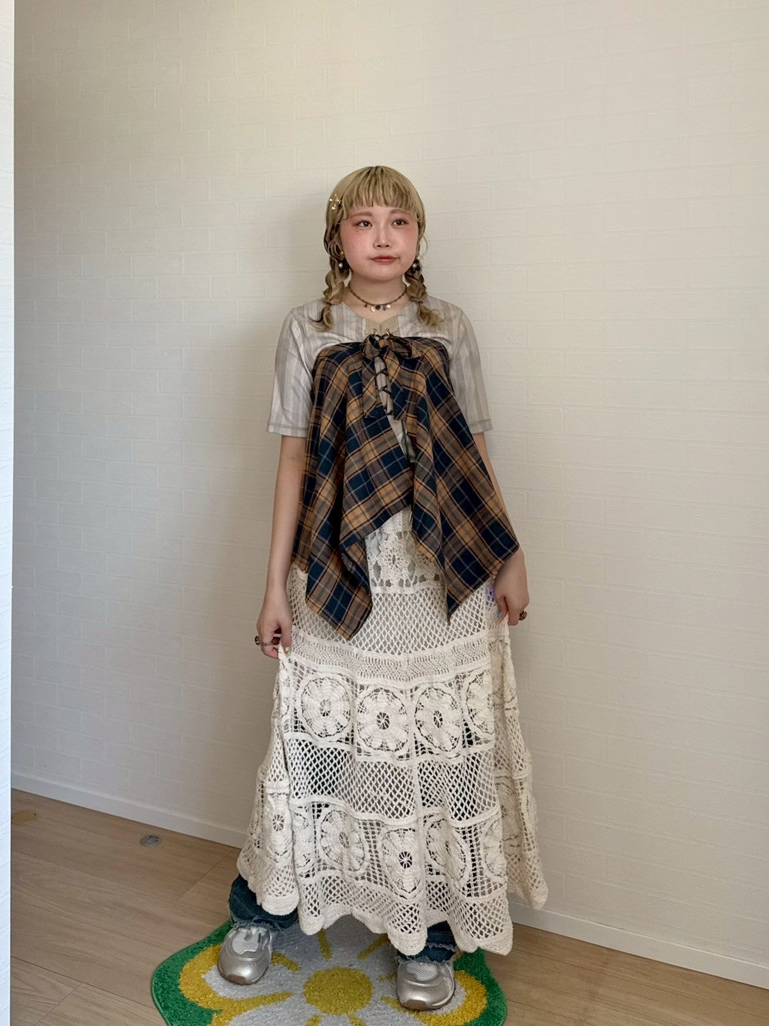 IRENE Woven Check Lace Skirt チェックスカート　36 IRENE Woven Check Lace Skirt チェックスカート 36 IRENE Woven