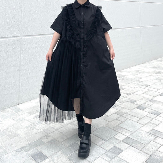 -miho's select-チュール付きシャツワンピース| own it(オウンイット)公式| 多系統女子| 多系統ファッション