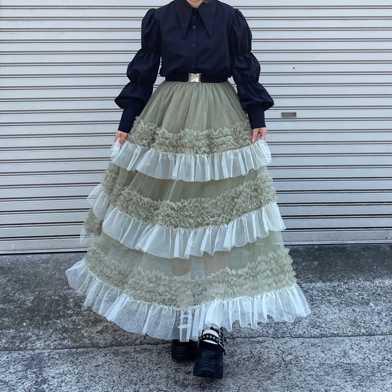 miho's select-バイカラーフリルチュールスカート| own it