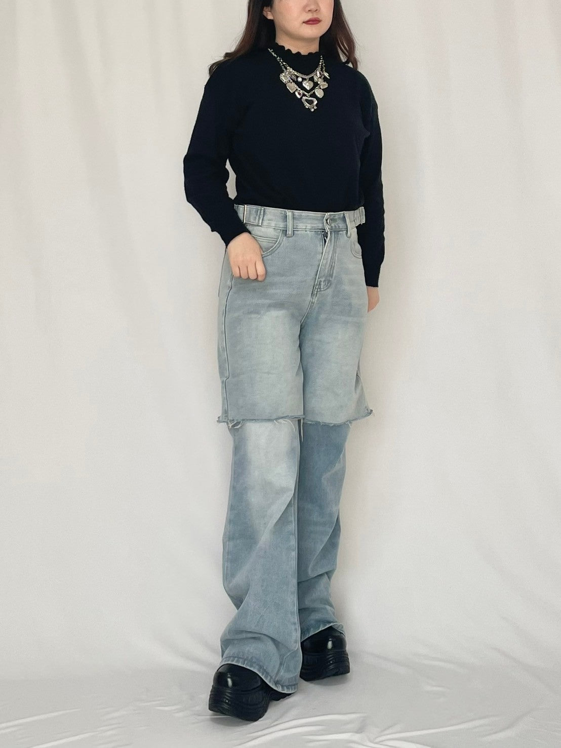 rry's select-取り外し可能セパレートダメージデニムパンツ – own it