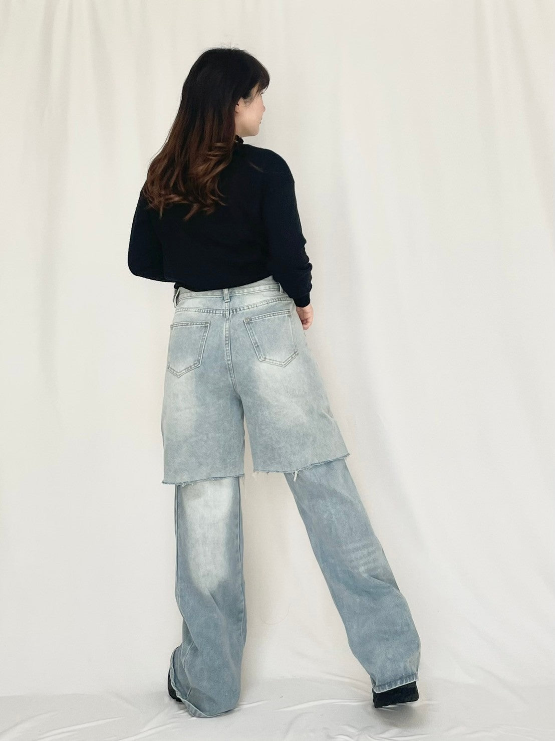 rry's select-取り外し可能セパレートダメージデニムパンツ – own it