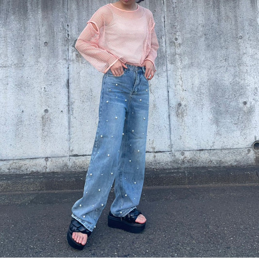 '-haruka's select-パール付デニムパンツ| own it(オウンイット)公式| 多系統女子| 多系統ファッション