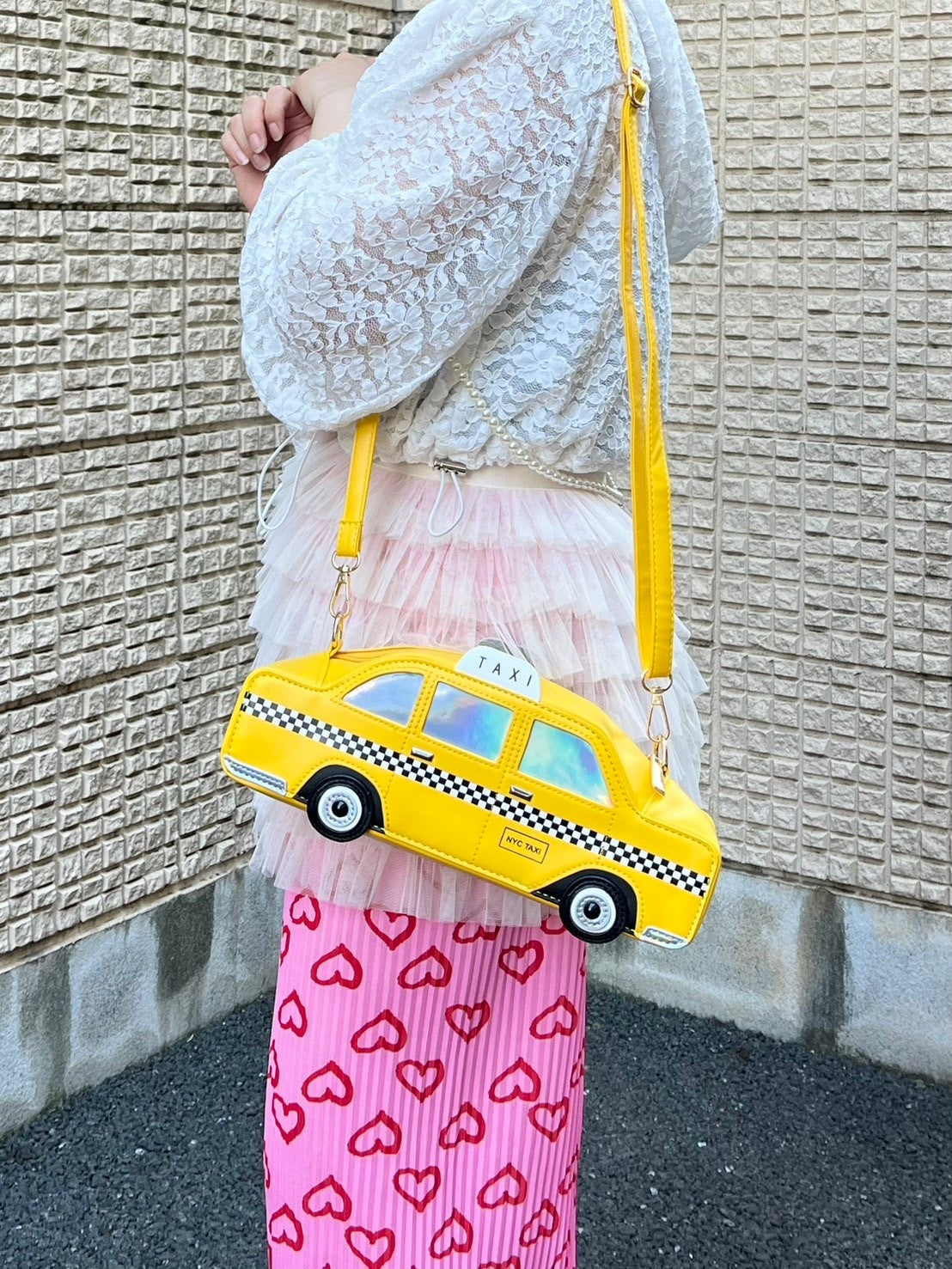 トートバッグTAXI タクシーエコバッグホワイトイエロー黄色鞄