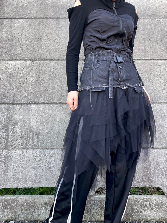 -nana's select-デニムレイヤードチュールスカート| own it(オウンイット)公式| 多系統女子| 多系統ファッション