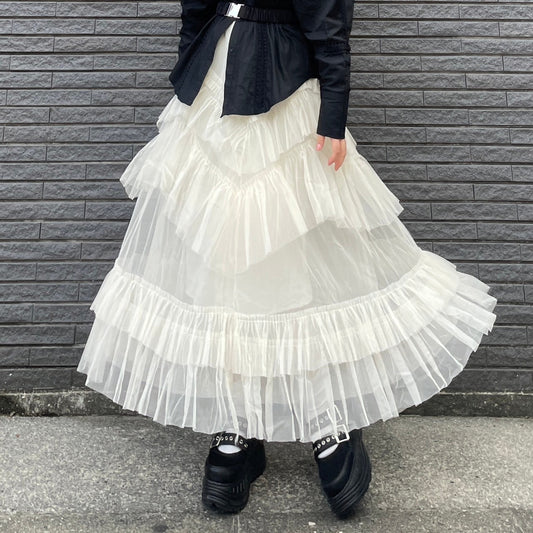 -miho's select-3段フリルチュールスカート| own it(オウンイット)公式| 多系統女子| 多系統ファッション