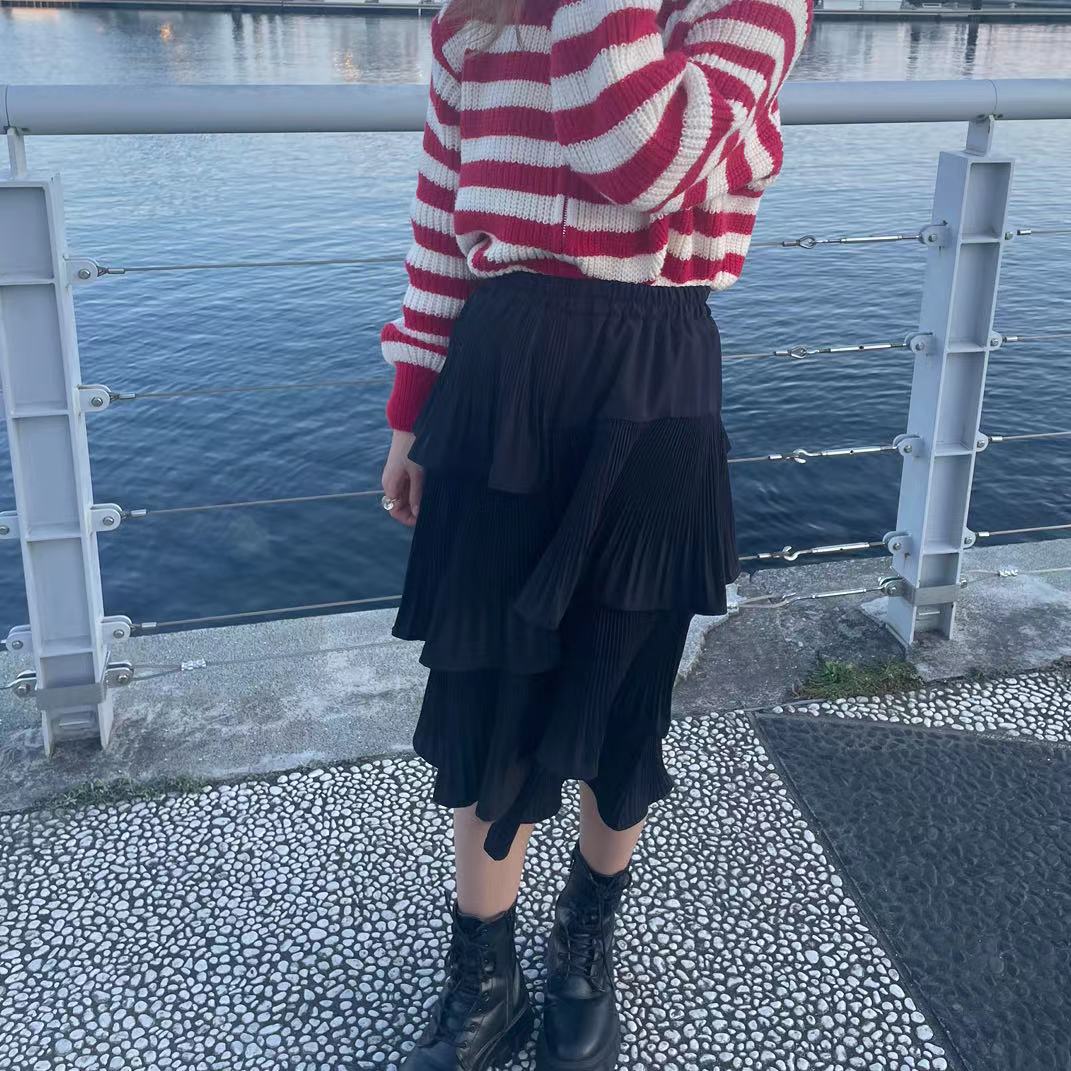 専用　◆spick&span◆プリーツティアードスカート　black ◇spick&span◇スピック＆スパン プリーツティアードスカート black