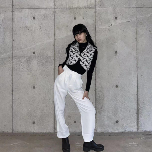 Tucked Double-Button Slacks